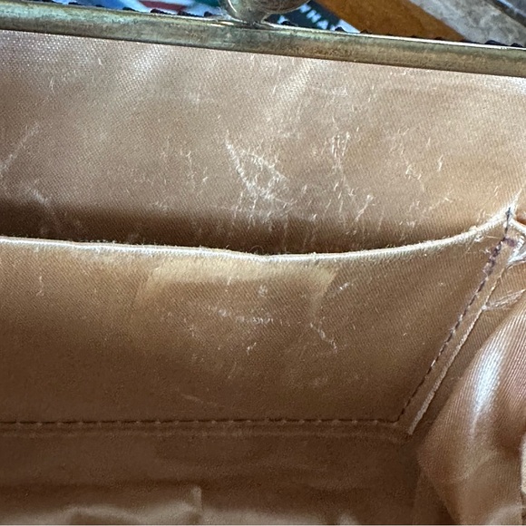 Vintage Black Fabric Pleated Purse Gold Hardware - Picture 8 of 9